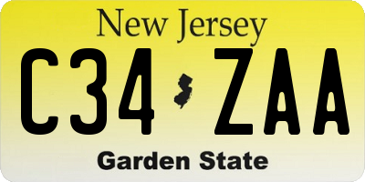 NJ license plate C34ZAA