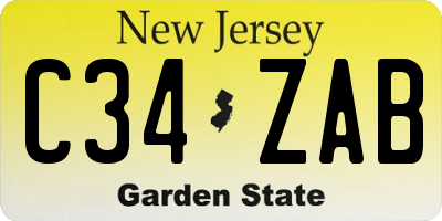 NJ license plate C34ZAB
