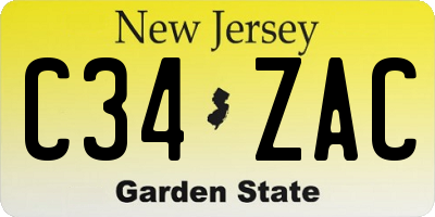 NJ license plate C34ZAC
