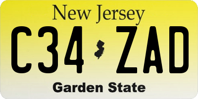 NJ license plate C34ZAD
