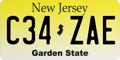 NJ license plate C34ZAE
