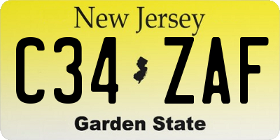 NJ license plate C34ZAF