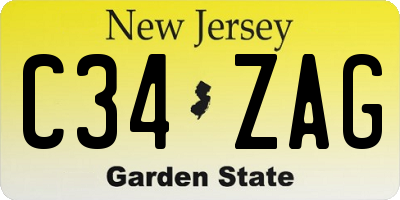 NJ license plate C34ZAG