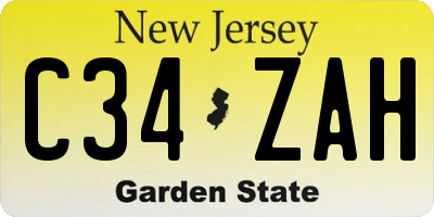 NJ license plate C34ZAH