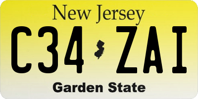 NJ license plate C34ZAI