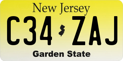 NJ license plate C34ZAJ