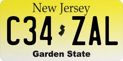 NJ license plate C34ZAL