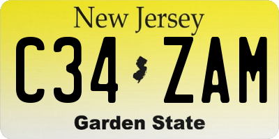 NJ license plate C34ZAM