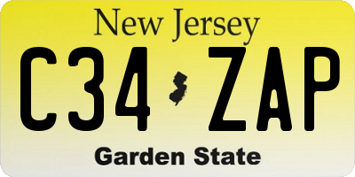 NJ license plate C34ZAP