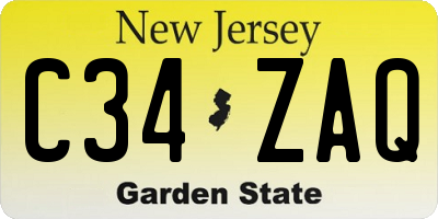 NJ license plate C34ZAQ