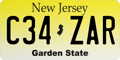 NJ license plate C34ZAR