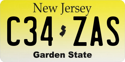 NJ license plate C34ZAS
