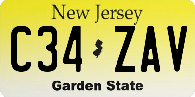 NJ license plate C34ZAV