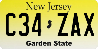 NJ license plate C34ZAX