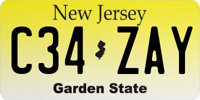 NJ license plate C34ZAY