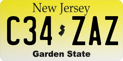 NJ license plate C34ZAZ