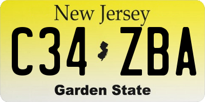 NJ license plate C34ZBA