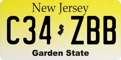 NJ license plate C34ZBB
