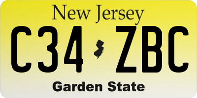 NJ license plate C34ZBC