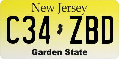 NJ license plate C34ZBD