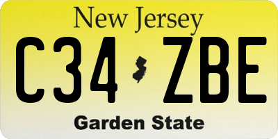 NJ license plate C34ZBE