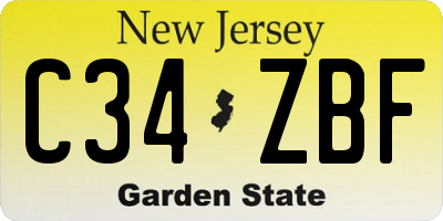 NJ license plate C34ZBF