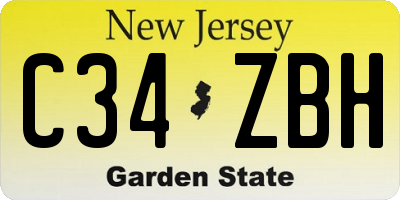 NJ license plate C34ZBH