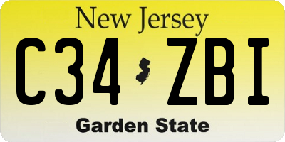NJ license plate C34ZBI