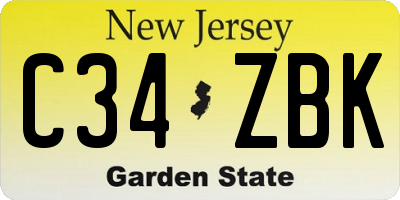 NJ license plate C34ZBK