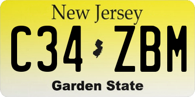 NJ license plate C34ZBM