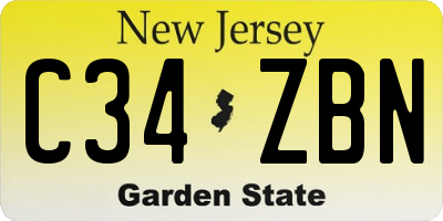 NJ license plate C34ZBN