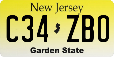 NJ license plate C34ZBO