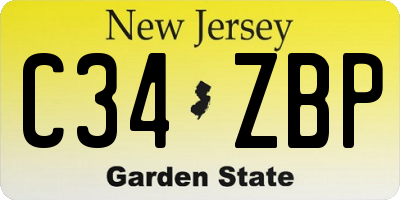 NJ license plate C34ZBP