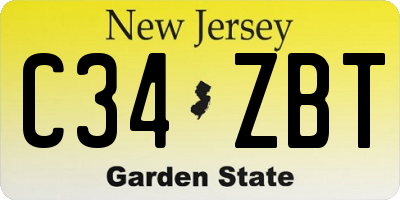 NJ license plate C34ZBT
