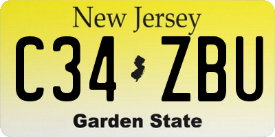 NJ license plate C34ZBU