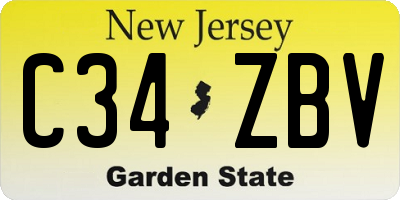 NJ license plate C34ZBV