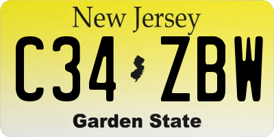 NJ license plate C34ZBW