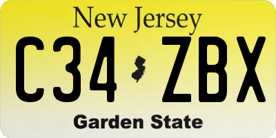NJ license plate C34ZBX