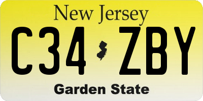 NJ license plate C34ZBY