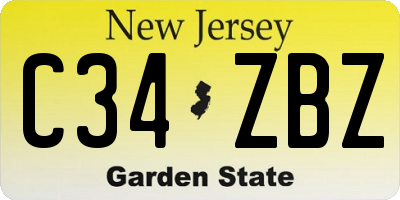 NJ license plate C34ZBZ