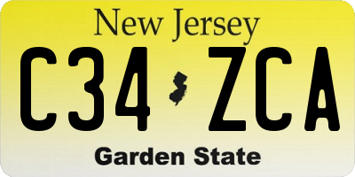NJ license plate C34ZCA