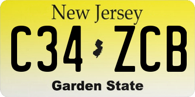 NJ license plate C34ZCB