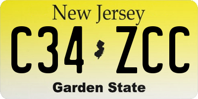 NJ license plate C34ZCC