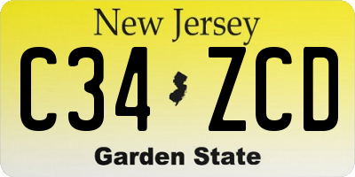 NJ license plate C34ZCD