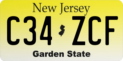 NJ license plate C34ZCF