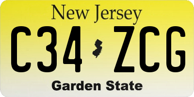 NJ license plate C34ZCG