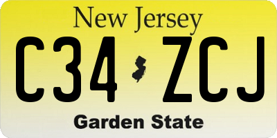 NJ license plate C34ZCJ