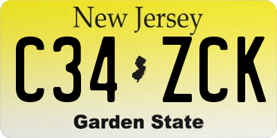 NJ license plate C34ZCK