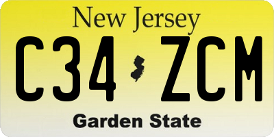 NJ license plate C34ZCM