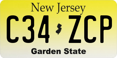 NJ license plate C34ZCP